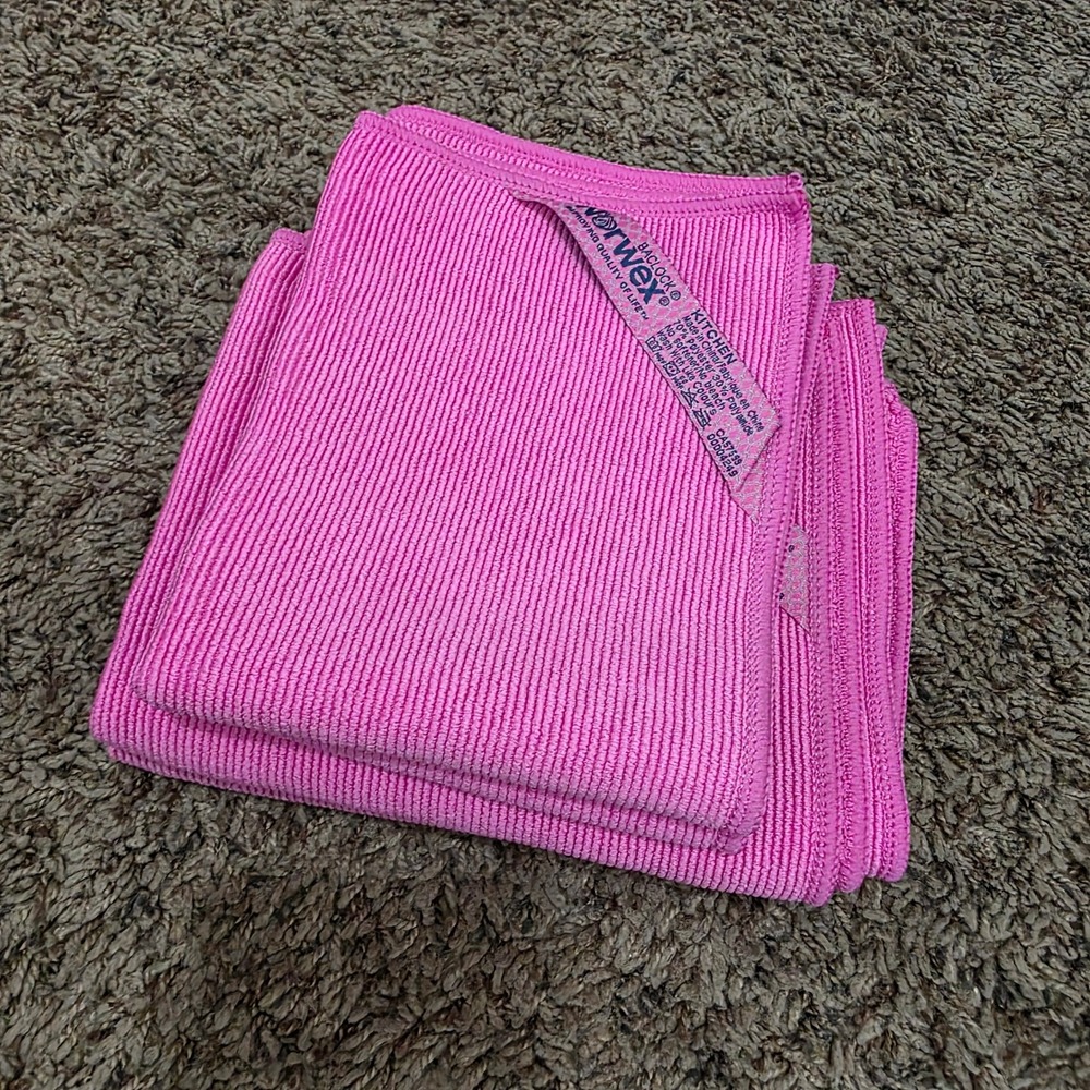 Norwex Kitchen 3pc Limited Edition Pink Ribbed Towel 2 Cloths BacLock Microfiber - Picture 7 of 7